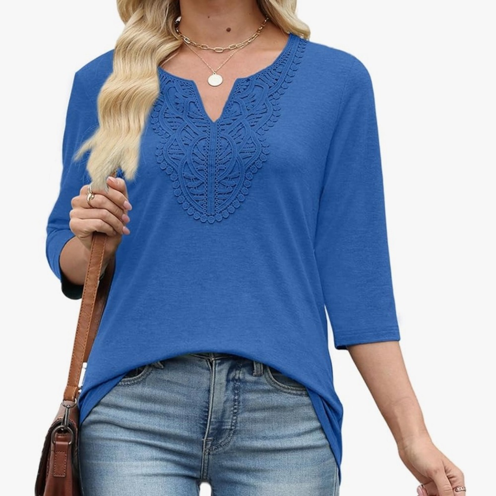 Blue Embroidered Women's Top